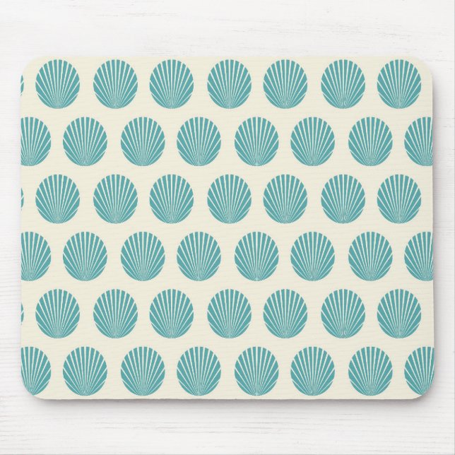 Söt Aqua Teal Blue Snäcka Beach Mönster-gåvor Musmatta (Framsidan)