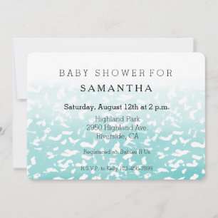 Söt Aqua White Ombre Animal Print Baby dusch Inbjudningar