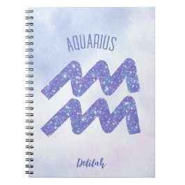 Söt Aquarius Astrology Personlig Lila Anteckningsbok