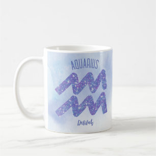 Söt Aquarius Astrology Personlig Lila Kaffemugg