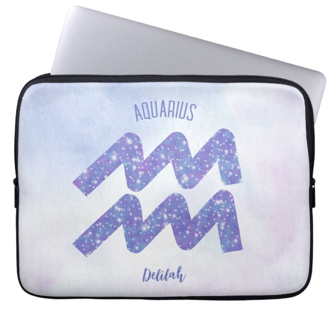 Söt Aquarius Astrology Personlig Lila Laptop Fodral (Framsidan)
