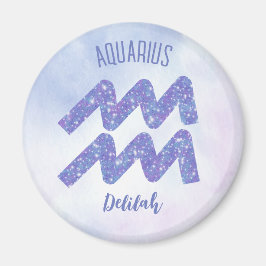 Söt Aquarius Astrology Personlig Lila Magnet