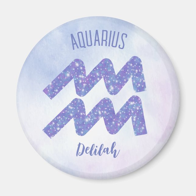 Söt Aquarius Astrology Personlig Lila Magnet (Framsidan)