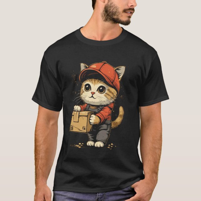 Söt arbetande kattleveransförare t shirt (Framsida)