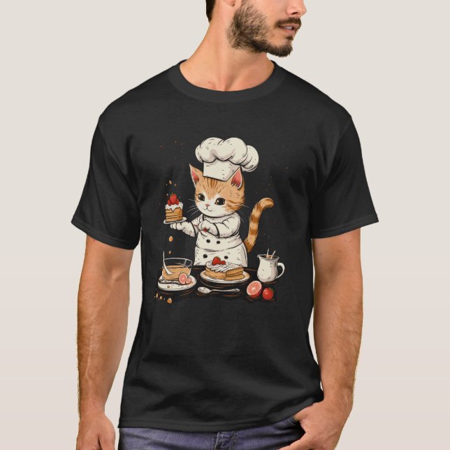 Söt arbetslysten kattkonditor t shirt (Framsida)