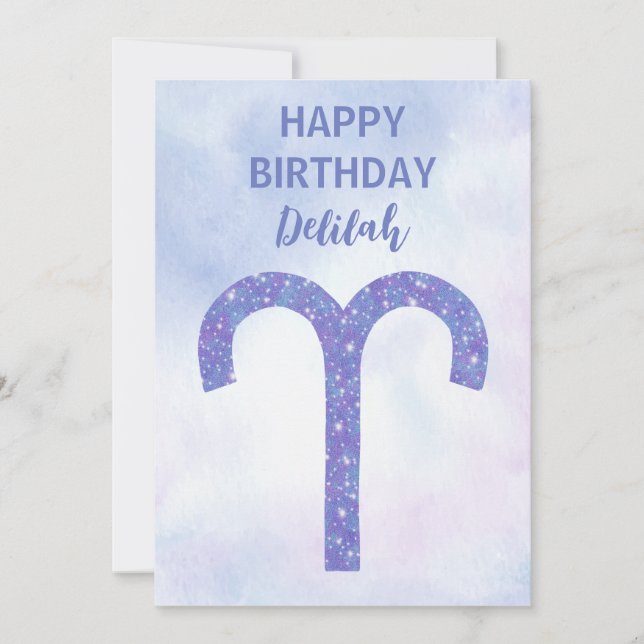 Söt Aries Astrologisk Tecken Personlig Kort (Framsida)