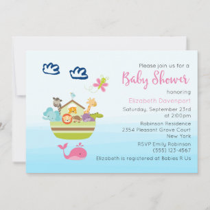 Söt ark för djungeldjur Baby Shower Inbjudningar