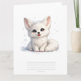 Söt Arktisk Räv Mysig Positiv Vibe Design Kort