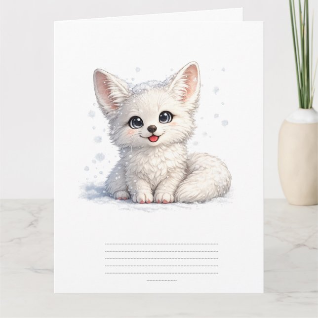 Söt Arktisk Räv Mysig Positiv Vibe Design Kort (Framsida)