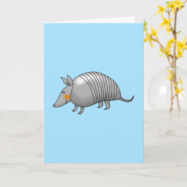 Söt armadillo-födelsedagskort kort (Gul blomma)