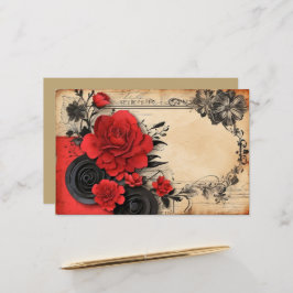 Söt Art Deco Goth Red Flower Scrapbook Papper