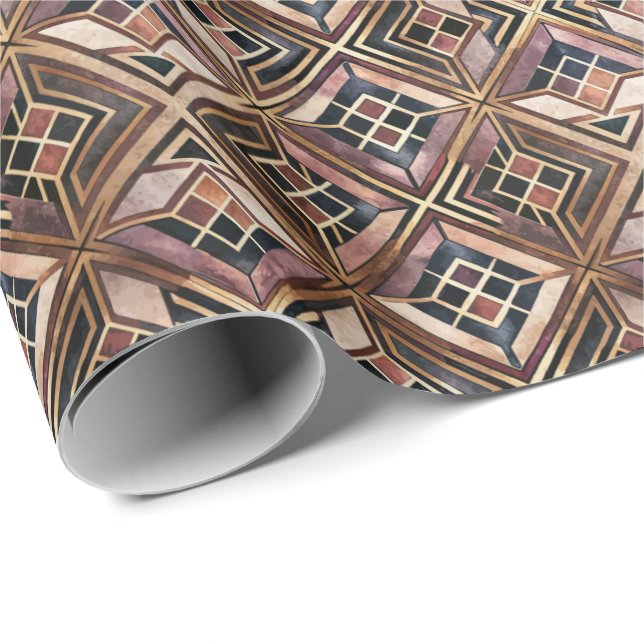 Söt Art Deco-kakel Mönster Inpackningspapper  Presentpapper (Rullad Hörn)