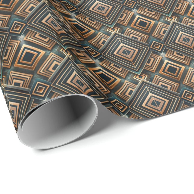 Söt Art Deco- kakel mönster Presentpapper (Rullad Hörn)