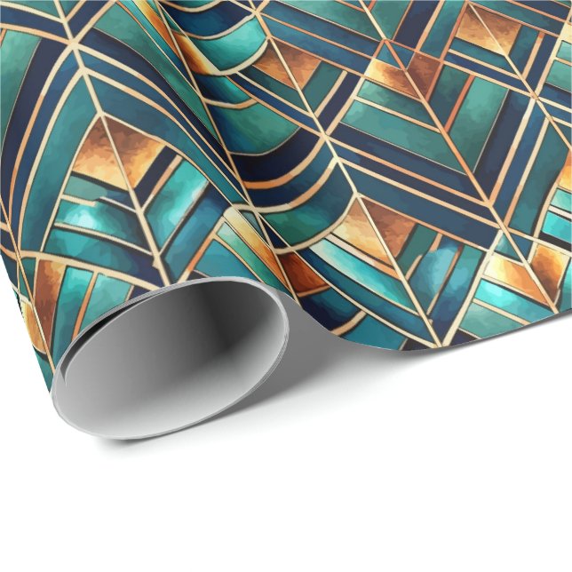Söt Art Deco-kakel mönster  Presentpapper (Rullad Hörn)