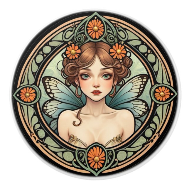 Söt Art nouveau Fairy Knopp (Framsidan)