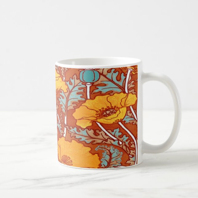 Söt Art nouveau Orange Poppy Kaffemugg (Höger)