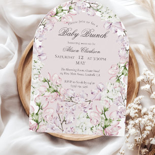 Söt ärta blomma Baby brunch elegant Rund Inbjudningar