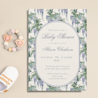 Söt ärta blomsterbåge Babybrunch elegant lavendel Inbjudningar