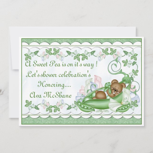 Söt ärta för beställnings- inbjudan i en pod (Framsida)