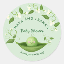 Söt ärta i en Pod Baby Shower Classic Round Sti Runt Klistermärke