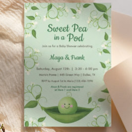 Söt ärta i en Pod Baby Shower-inbjudan Inbjudningar