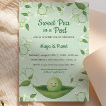 Söt ärta i en Pod Baby Shower-inbjudan