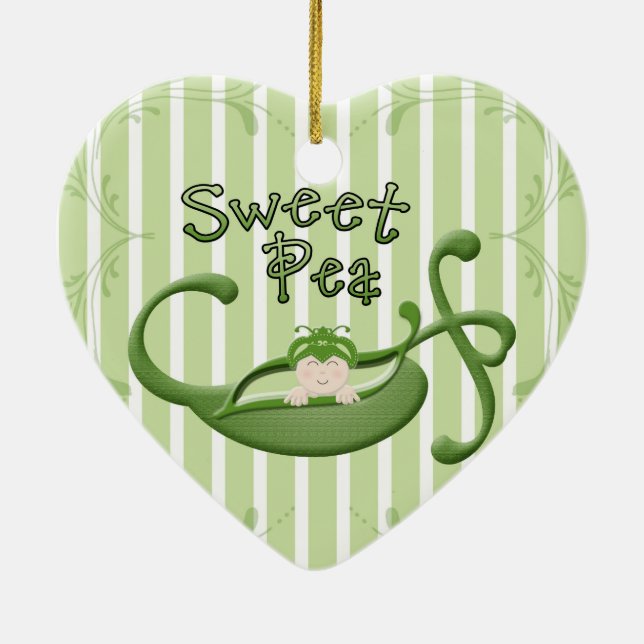 Söt ärta julgransprydnad keramik (Baksidan)