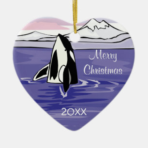 söt artic orca-scen julgransprydnad keramik