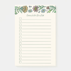 Söt Artist Scandinavian Blommigt to Do List Post-it Block