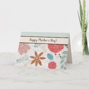 Söt Artistic Mosaic Blommigt Mors dag Card Helgkort