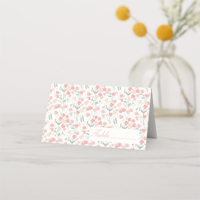 Söt ärtskål och Rosa- och krämblommor Placera kort (Framsida)