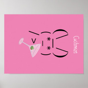 Söt Ascii-kanin som håller martini Thunder_Cove Poster