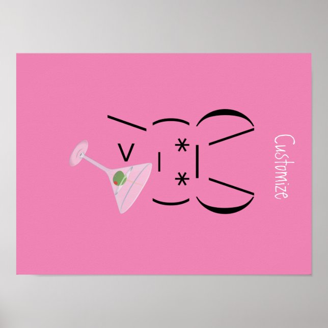 Söt Ascii-kanin som håller martini Thunder_Cove Poster (Framsidan)