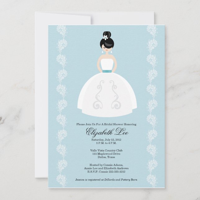 Söt Asian Bride Inbjudningskort för möhippa (Framsida)