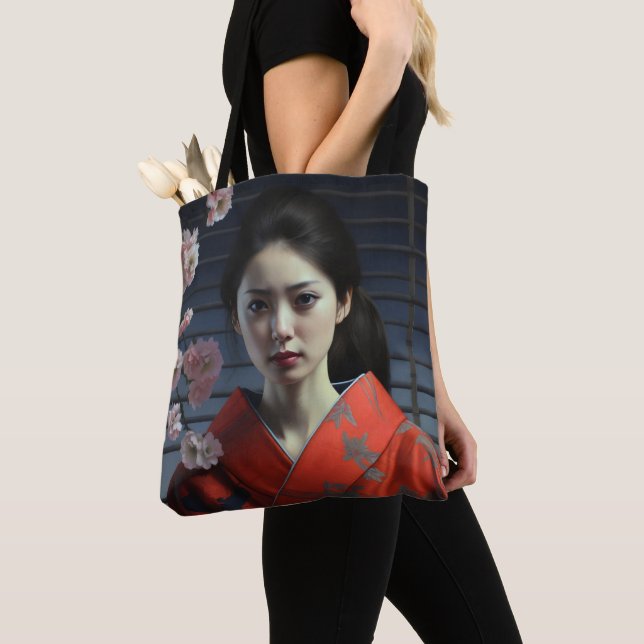 Söt Asian Girl Tygkasse (Närbild)