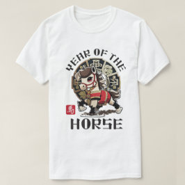 Söt asiatisk kinesisk häst Zodiac Lunar Nyår T Shirt