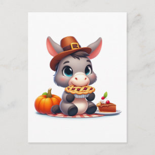 Söt åsna äter Thanksgiving-paj  Vykort