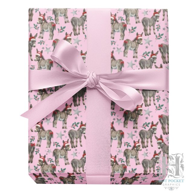 Söt Åsna Julpresentpapper i Rosa Presentpapper (Skapare uppladdad)