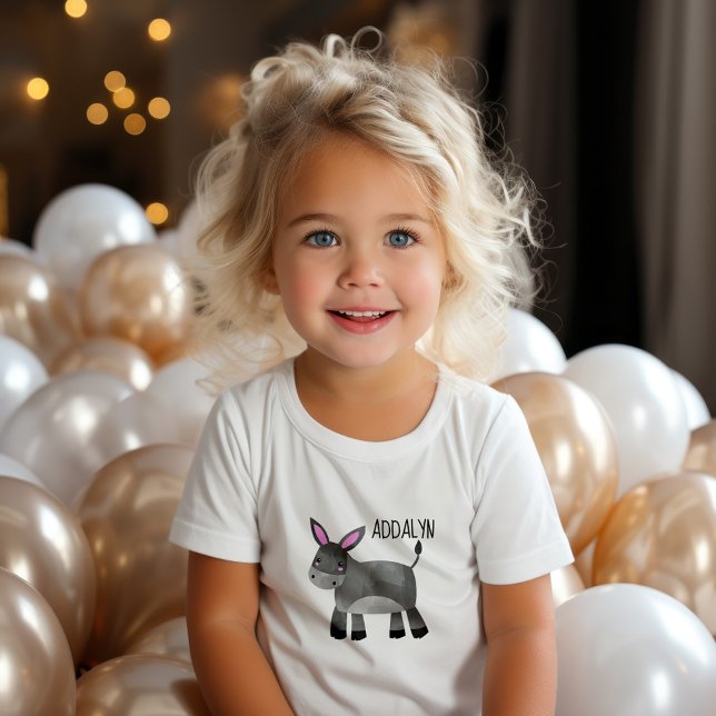 Söt åsna spädbarn namn  t shirt (Cute donkey infant/toddler t-shirt personalized with your child's name)