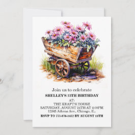 Söt Aster Flowers Födelsedagsfest inbjudan