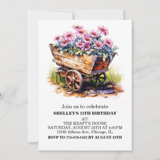 Söt Aster Flowers Födelsedagsfest inbjudan