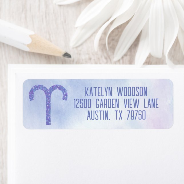 Söt Astrology SigLila Födelsedagsfest  Returadress Etikett (Insitu)