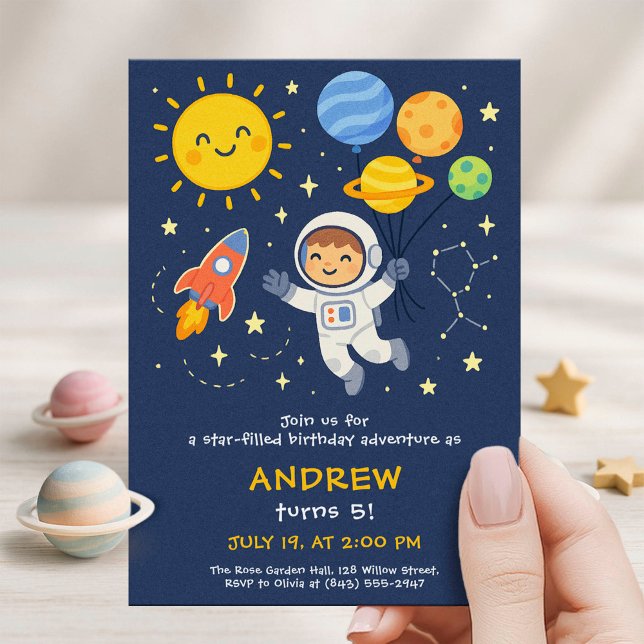 Söt Astronaut Barn Födelsedagskort Inbjudningar (Skapare uppladdad)