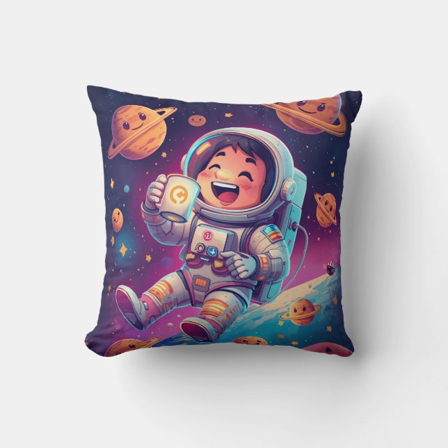 Söt Astronaut Barnkudde – Rymdäventyrsdröm Kudde (Framsida)