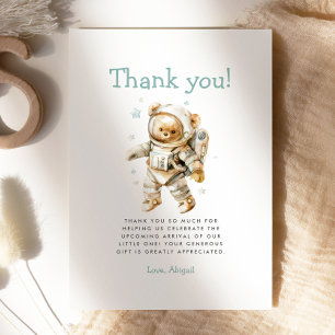 Söt Astronaut Björn Baby Shower Tacksamhetskort Inbjudningar