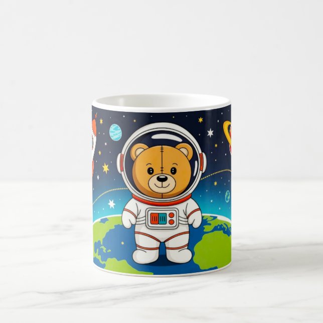 Söt Astronaut Björn Illustration Kaffemugg (Center)