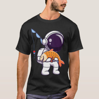 Söt astronaut fiskare som bär en fisk seriefigur t shirt