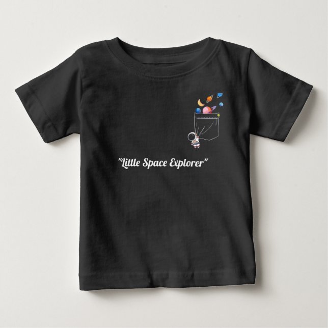 Söt astronaut i fickan med svävande planeter t shirt (Framsida)