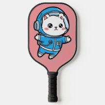 Söt Astronaut Katt Anpassad Foto Pickleball Paddle