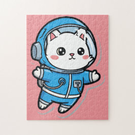 Söt Astronaut Katt Anpassad Foto Pussel